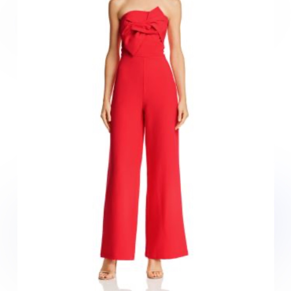 DO+BE Red Strapless Wide Leg Jumpsuit